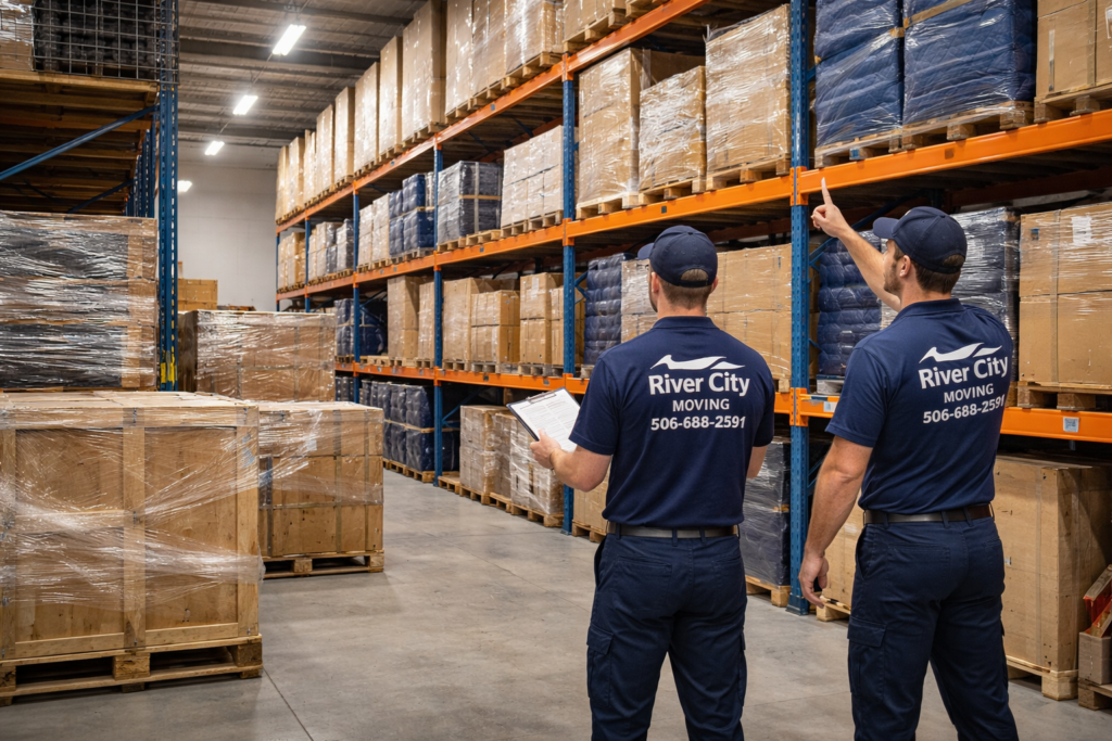 Secure storage Moncton warehouse facility organized for full service relocation projects