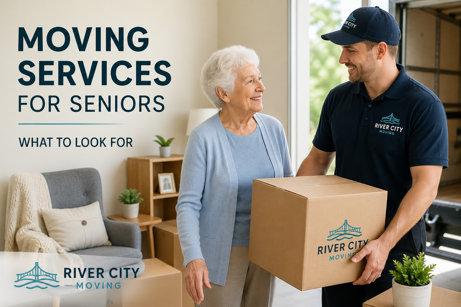 Senior moving services in Greater Moncton with professional movers assisting an elderly client